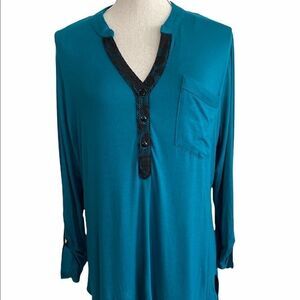 Women's NY Collection plus size long sleeve Lace-Trimmed Top Size 1X  NWT